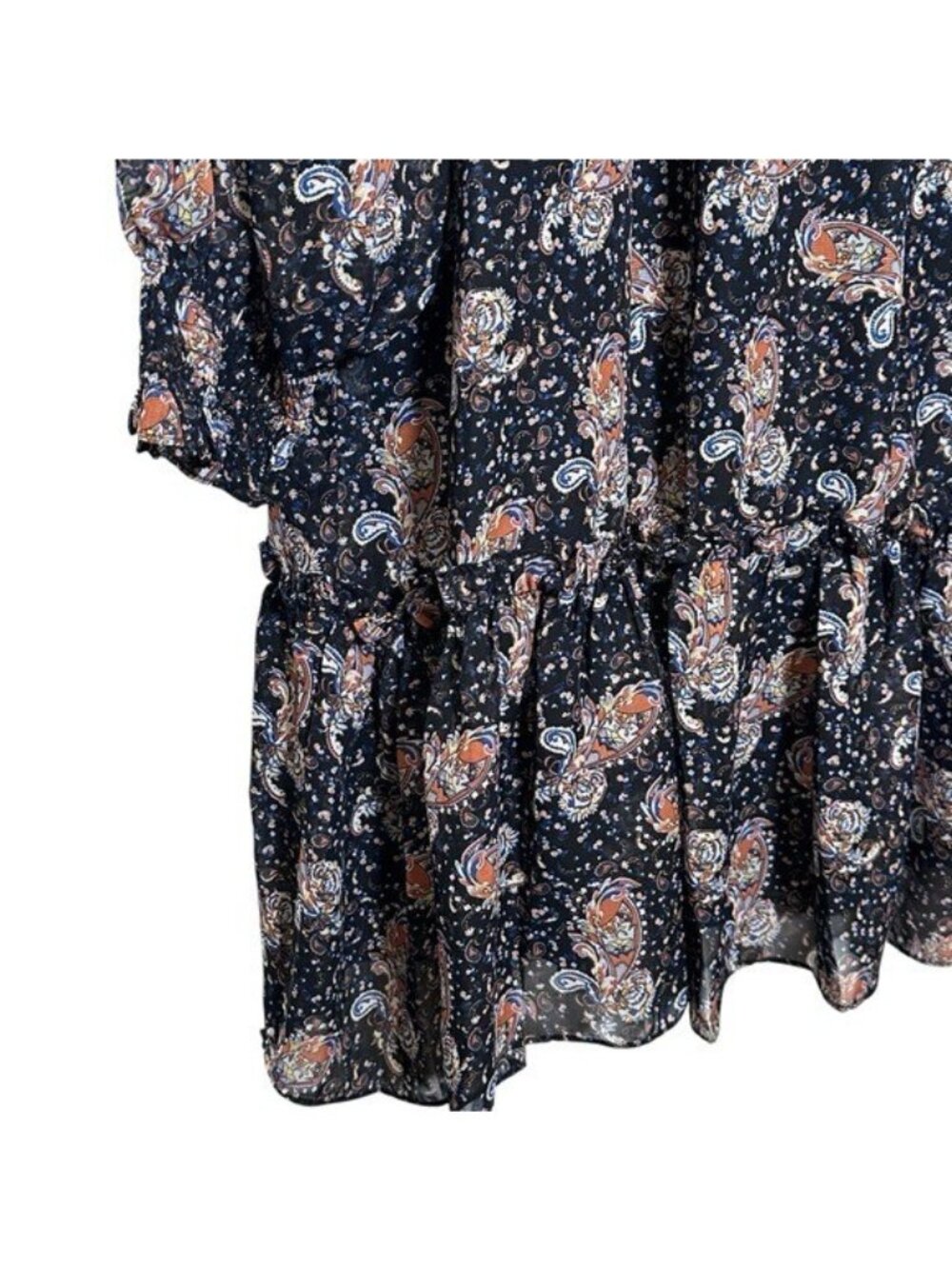 Sage Collective 16 Dress Long Sleeve Ruffle Paisely Western Boho Country Lined - Picture 4 of 9